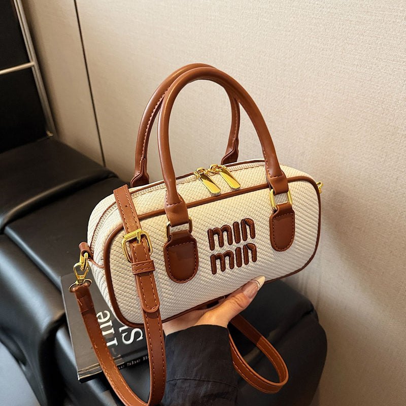 Embroidery Miu Small Square Bowling Shoulder Bag