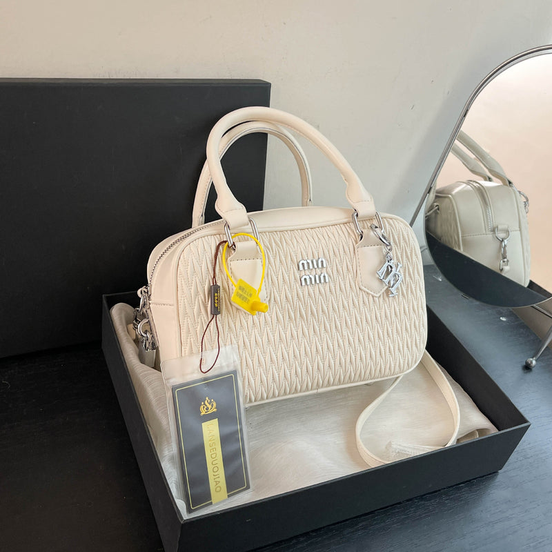 Niche Pleated Woven Square Shoulder Bag Small Handbag