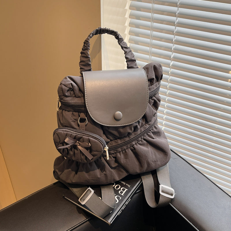College Dragon Backpack Women Trendy Pleated Nylon Bag
