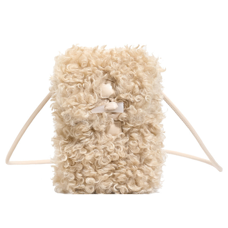 Retro Plush Small Square Bag Fashionable Female Messenger Bag