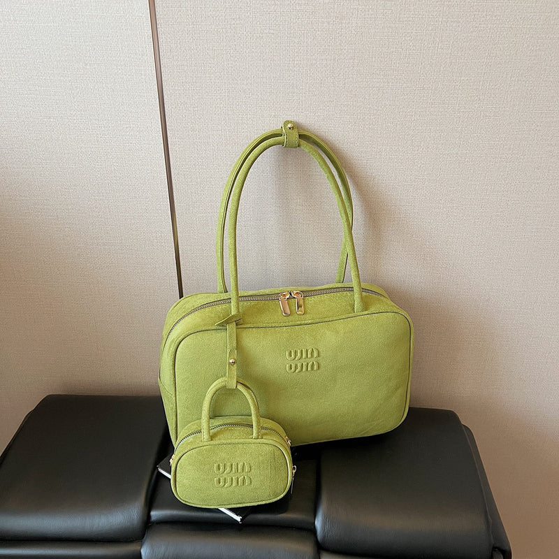 Vintage Suede Miu Shoulder Bag Women's Niche Pillow Handbag