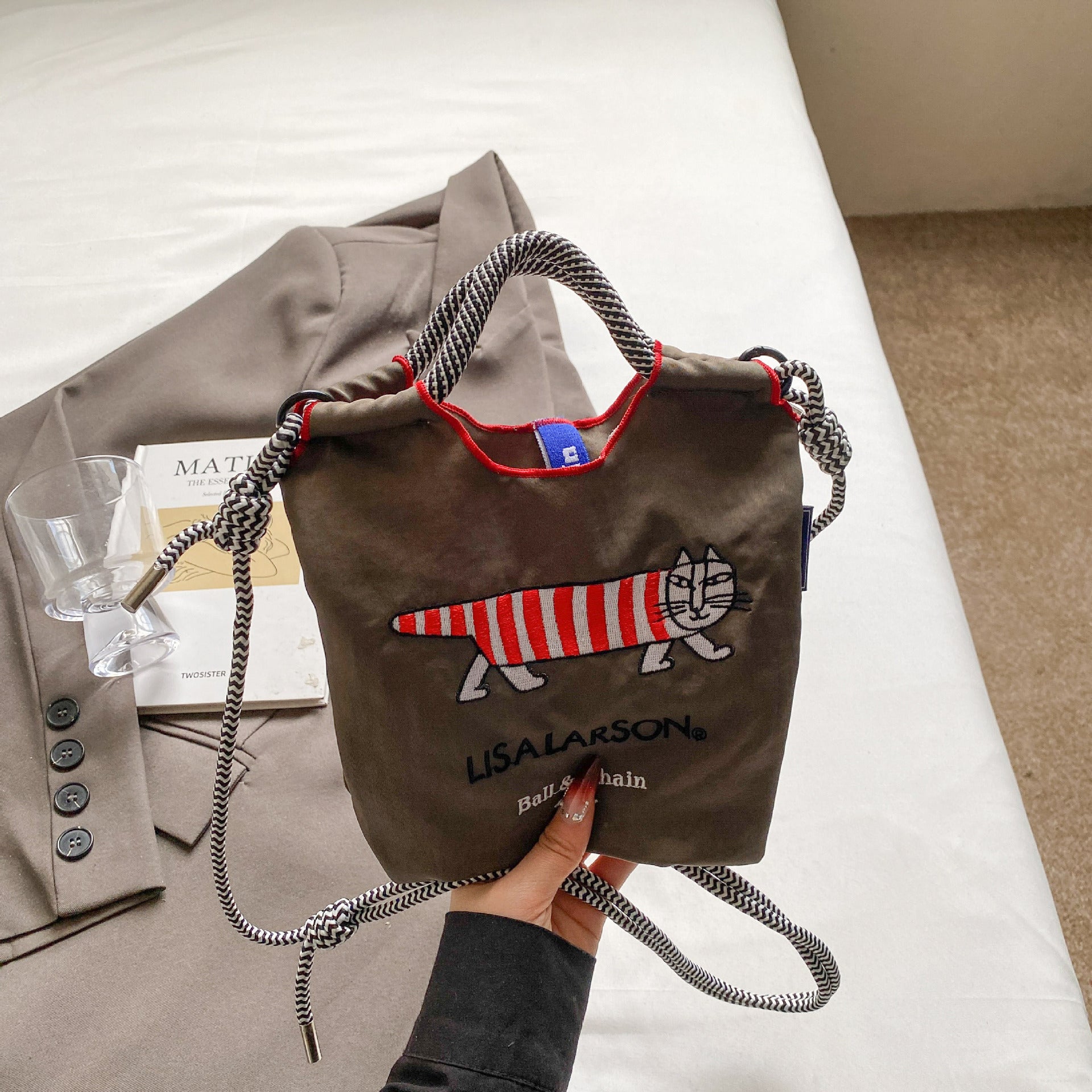 Cartoon Embroidery Ball Chain Shoulder Bag Women's Lightweight Nylon