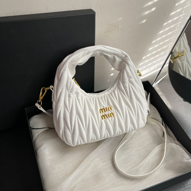 Light Luxury Embroidered Crescent Shoulder Bag for Women