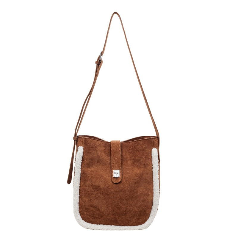 Maillard Retro Bucket Bag Large Capacity Plush Shoulder Bag