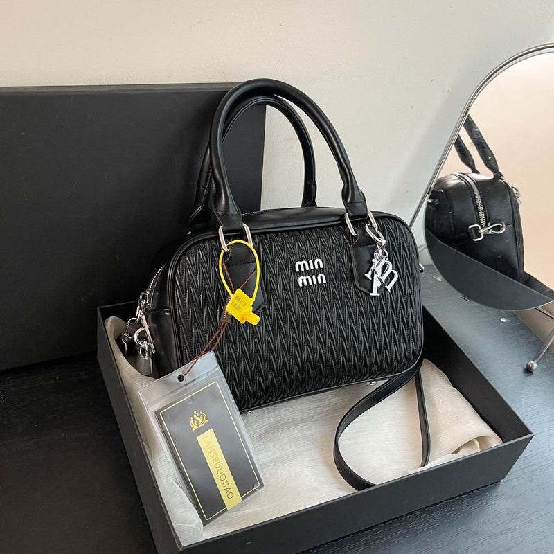 Niche Pleated Woven Square Shoulder Bag Small Handbag