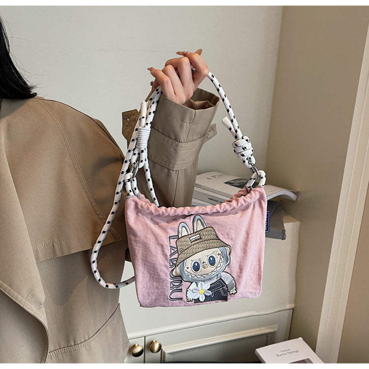 Embroidered Nylon Messenger Bag Waterproof Casual Handbag