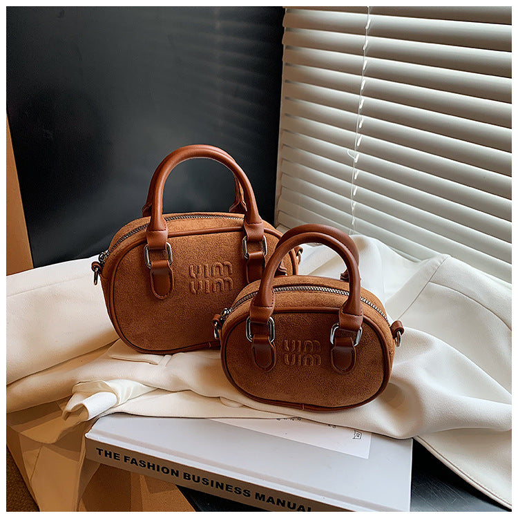 Retro Mini Matte Bowling Bag Women Crossbody Shoulder Bag