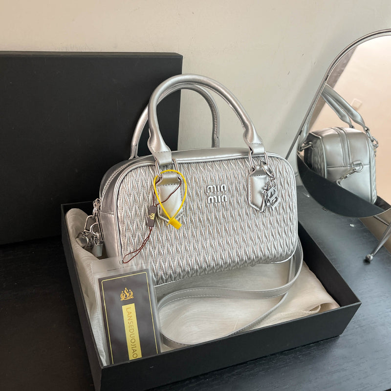 Niche Pleated Woven Square Shoulder Bag Small Handbag