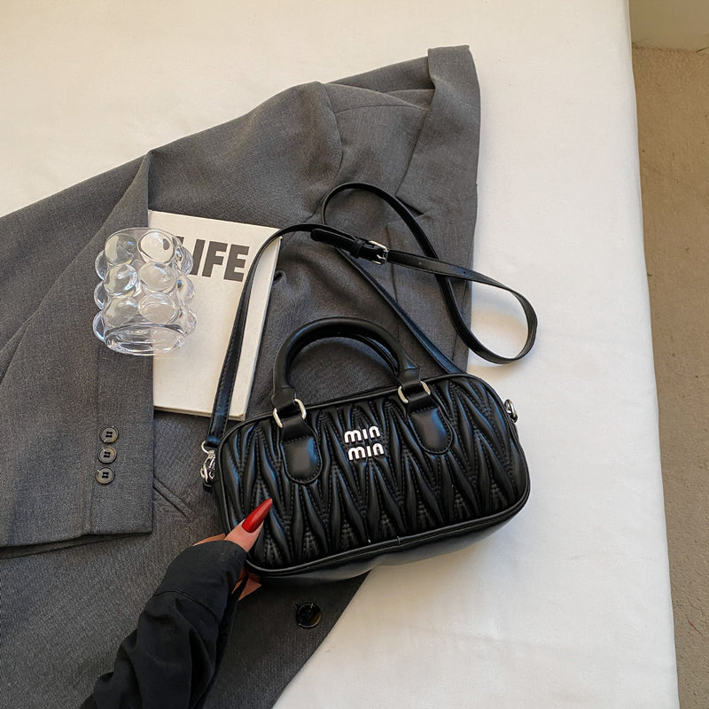 Mi.U Small Square Pleated Embroidery Shoulder Bag for Women