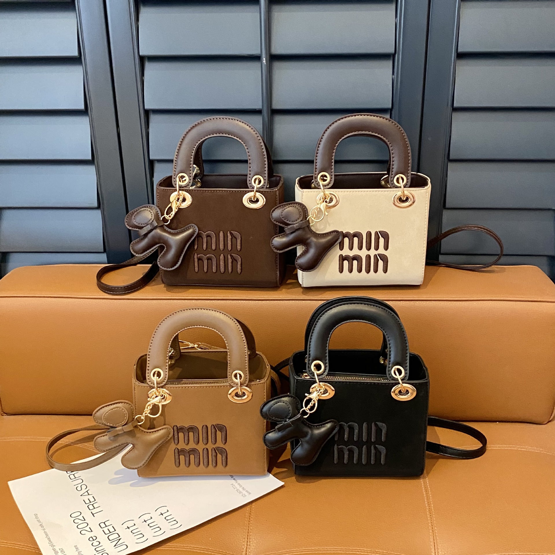 Fashion Miu Embroidered Square Messenger Shoulder Bag