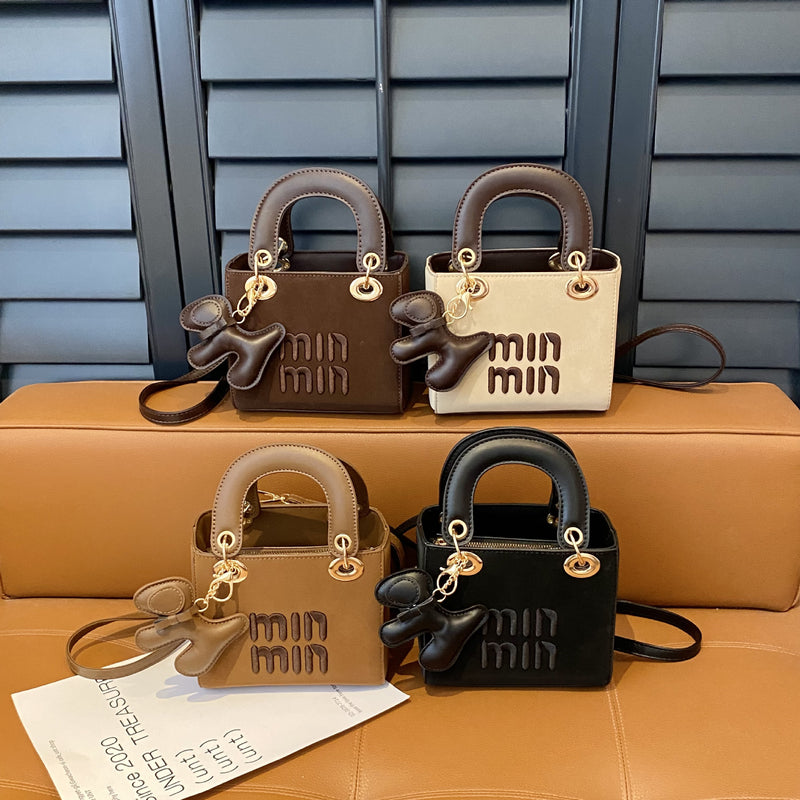 Fashion Miu Embroidered Square Messenger Shoulder Bag