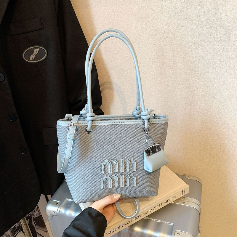 Miu Luxury Woven Tote Bag Women's Shoulder Basket Bag