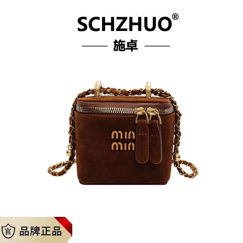 Frosted Retro Mini Square Women's Chain Shoulder Bag