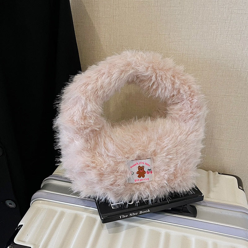 Cute Plush Handbag Versatile High-End Personalized Hair Bag