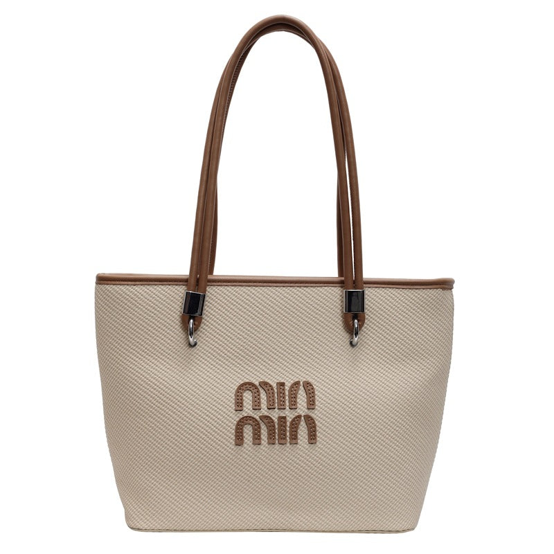 Large-Capacity Woven Tote Shoulder Bag for Women