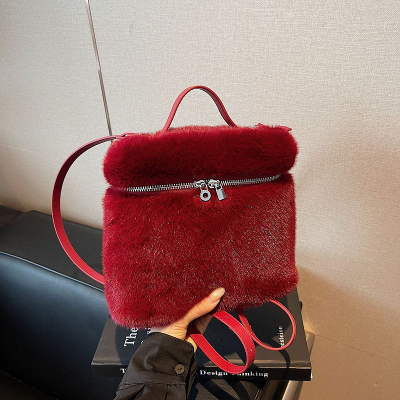 Autumn Winter Commuter Backpack Large Capacity Wool Messenger Bag