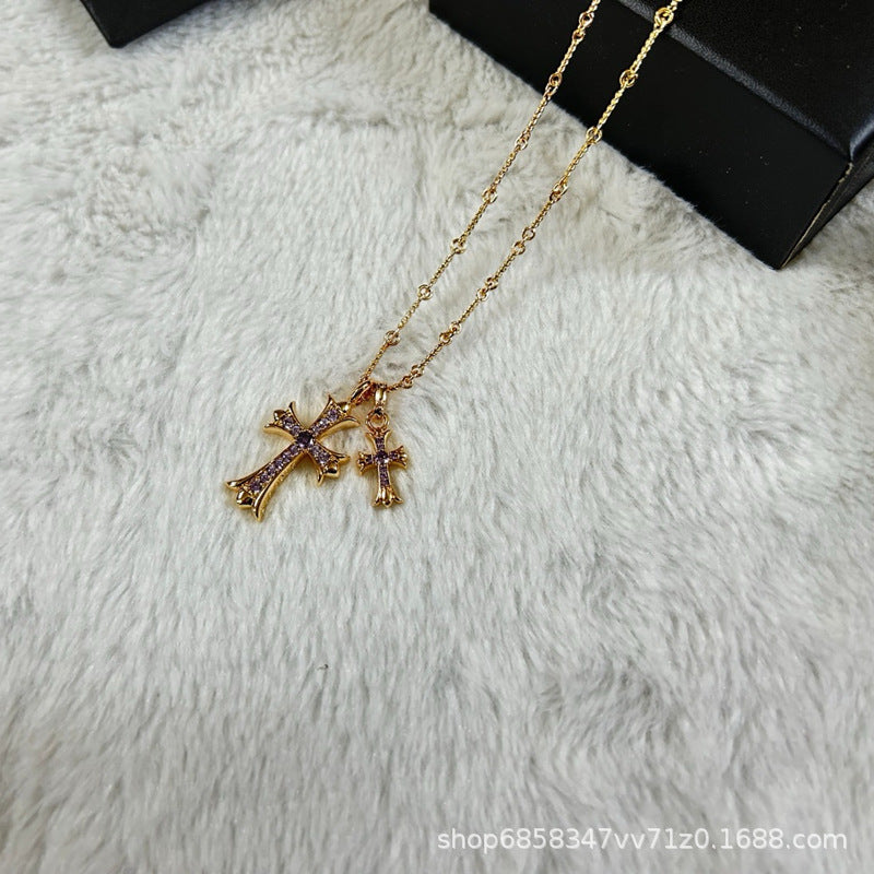 Men's 22K Gold Hip Hop Cross Necklace - Trendy Pendant