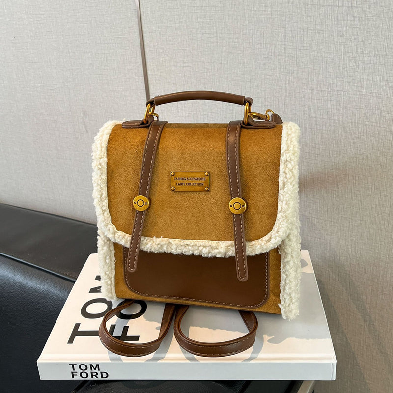 Trendy Casual Plush Backpack Large Capacity Schoolbag