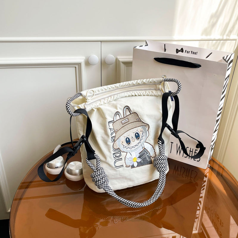 Embroidered Nylon Square Bag Fashion Trend Commuter Handbag