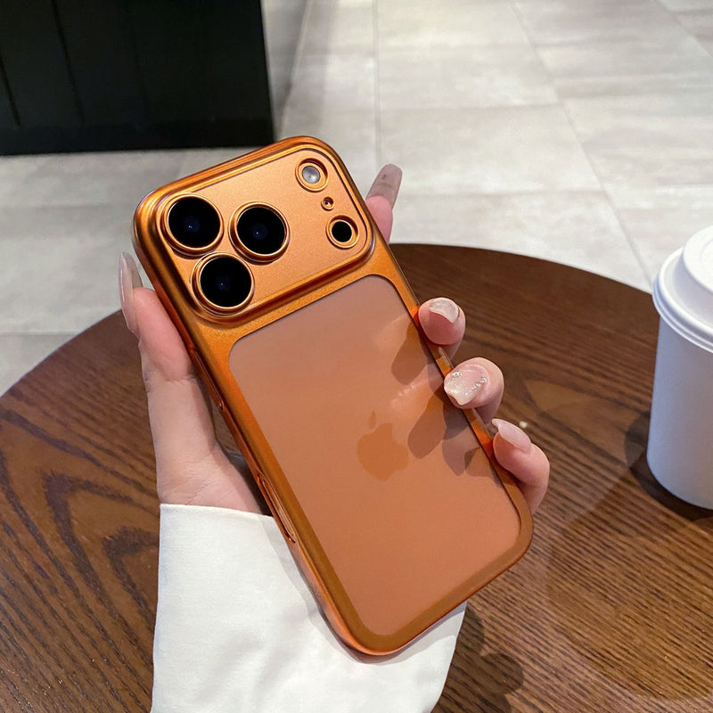 For iPhone 17 Pro Max Orange Matte Electroplated Protective Case