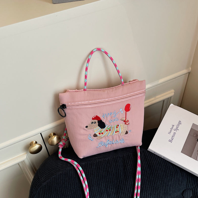 Dachshund Dog Embroidered Cloth Messenger Bag