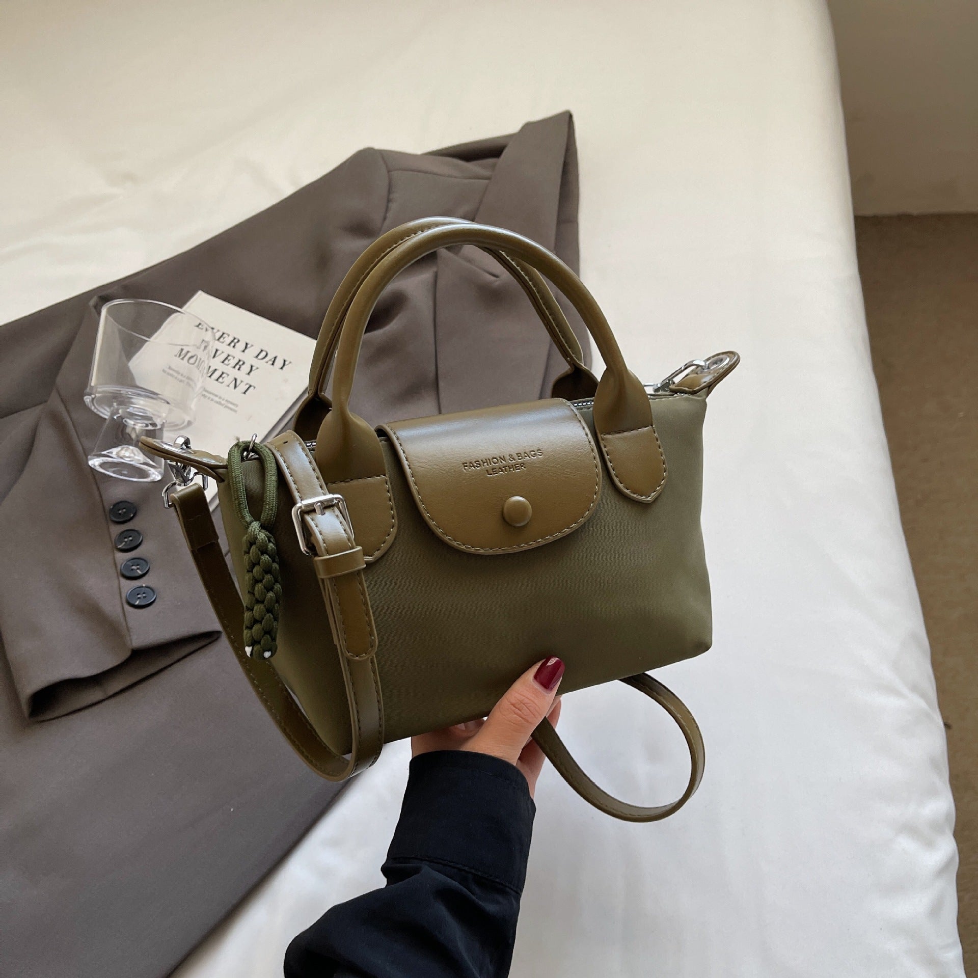Oxford Cloth Dumpling Shoulder Bag Colorblock Handbag