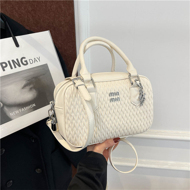 Niche Pleated Woven Square Shoulder Bag Small Handbag