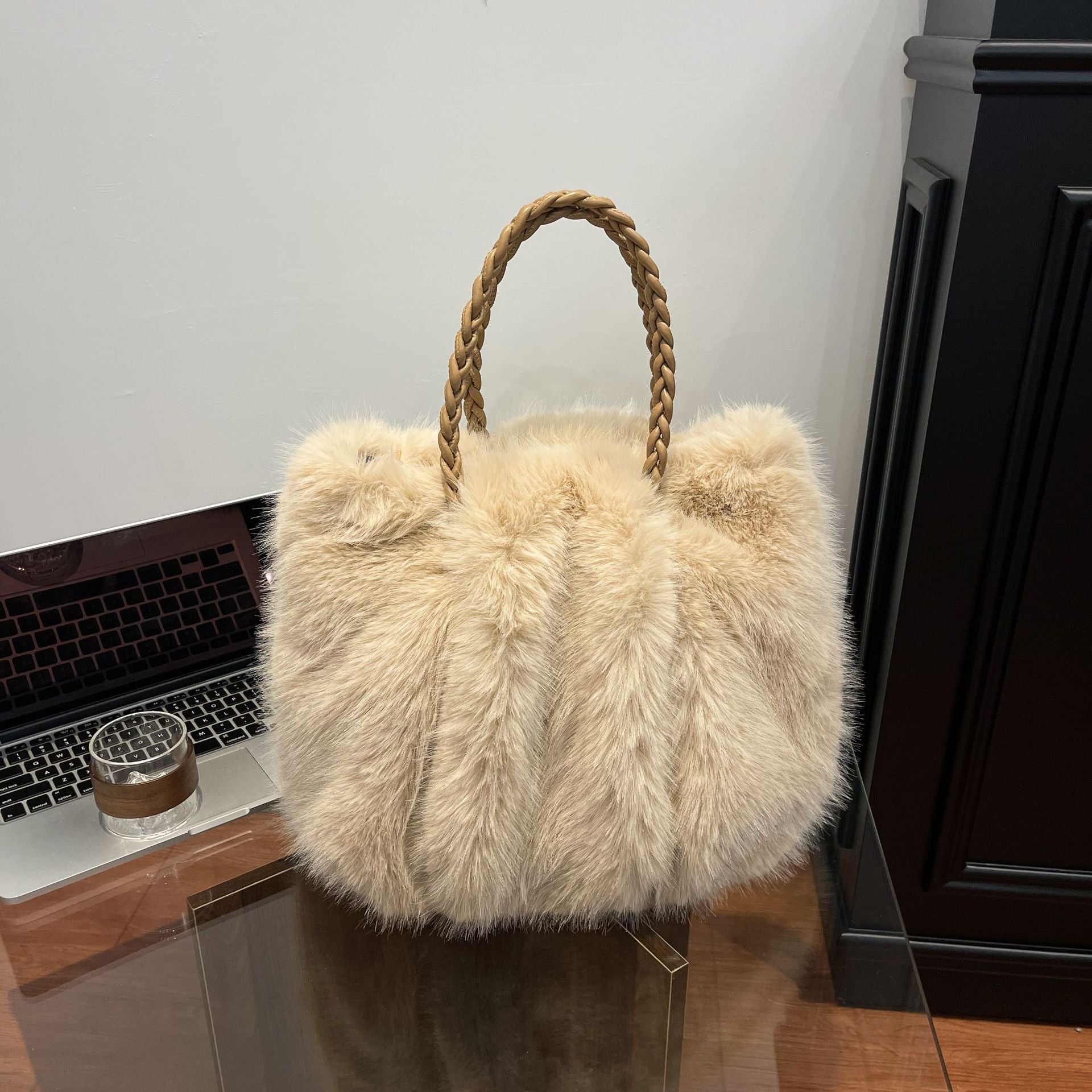 Fashion Plush Cloud Bag Large Capacity Fluffy Tote Casual Shoulder Bag