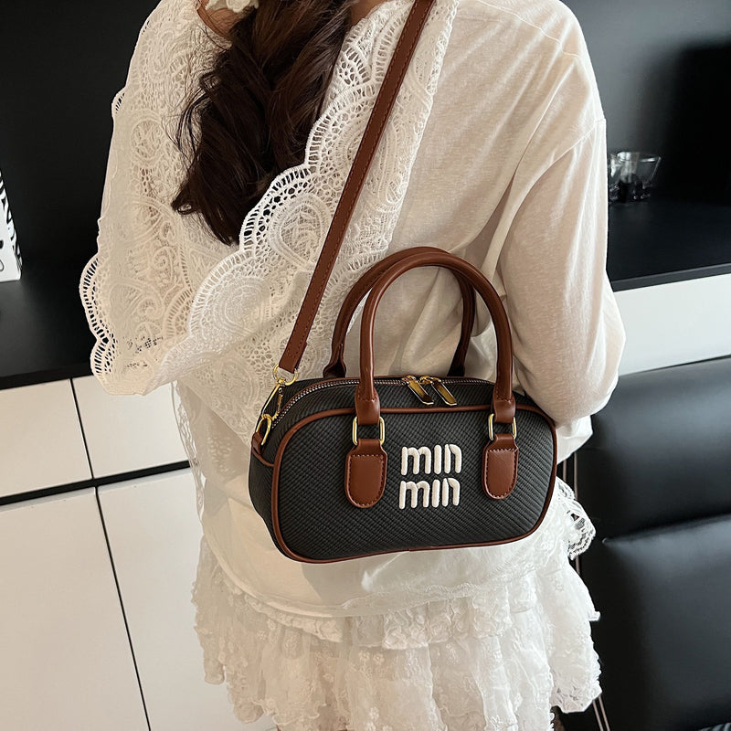 Embroidery Miu Small Square Bowling Shoulder Bag