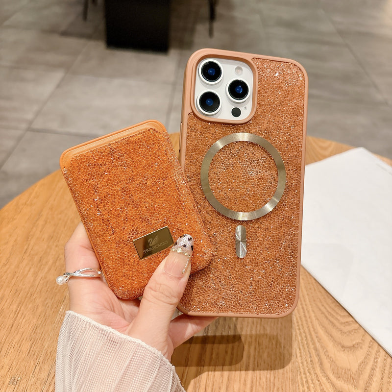 Rhinestone Magnetic Card Bag Case for iPhone 17 Pro Max