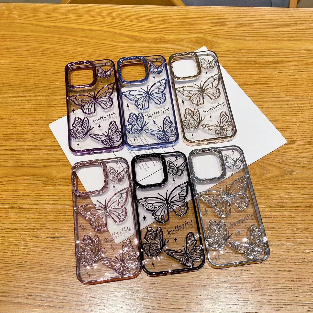 Electroplated 3D Bow Clear Case for iPhone 14 15 16 Pro Max