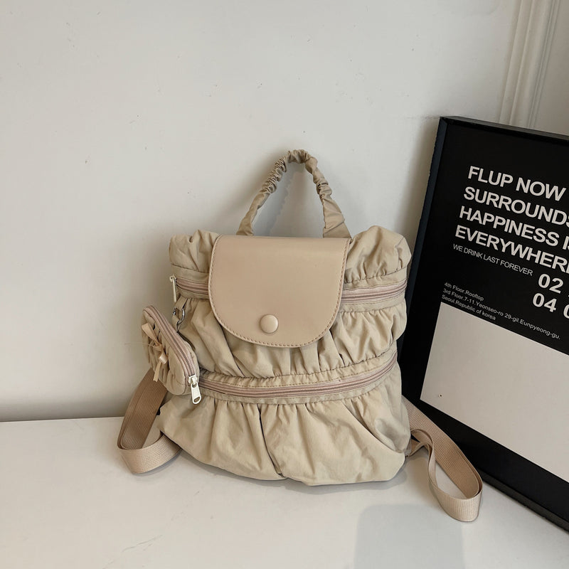 College Dragon Backpack Women Trendy Pleated Nylon Bag