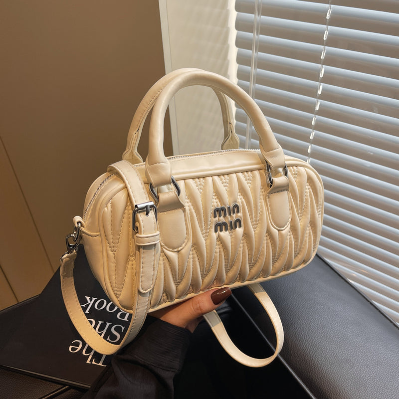 Mi.U Small Square Pleated Embroidery Shoulder Bag for Women
