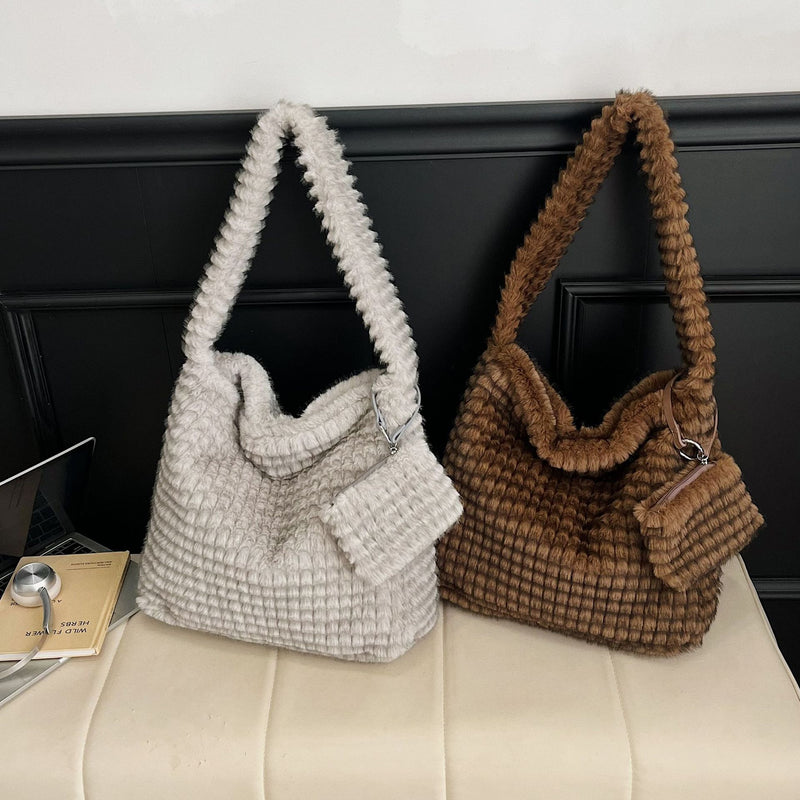 Cute Plush Puff Commuter Tote Bag