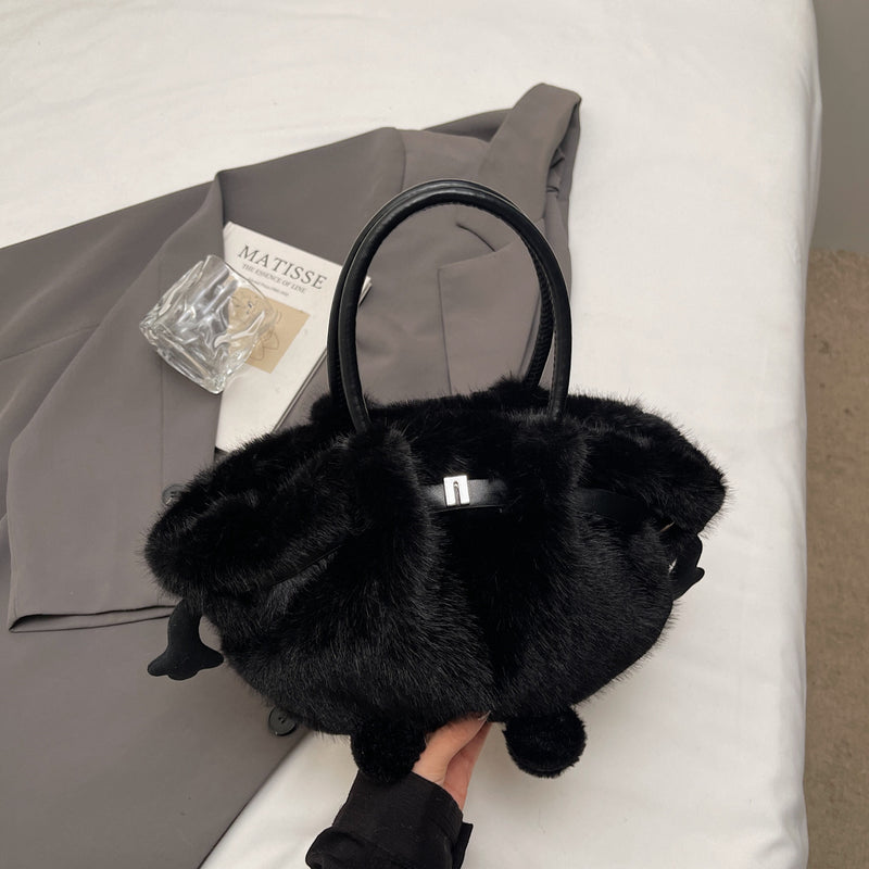 Demellier Pleated Plush Shoulder Bag - Cute Trendy Bucket Style