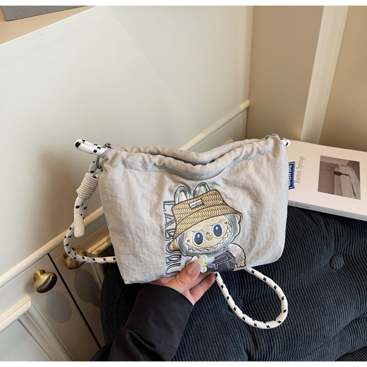 Embroidered Nylon Messenger Bag Waterproof Casual Handbag