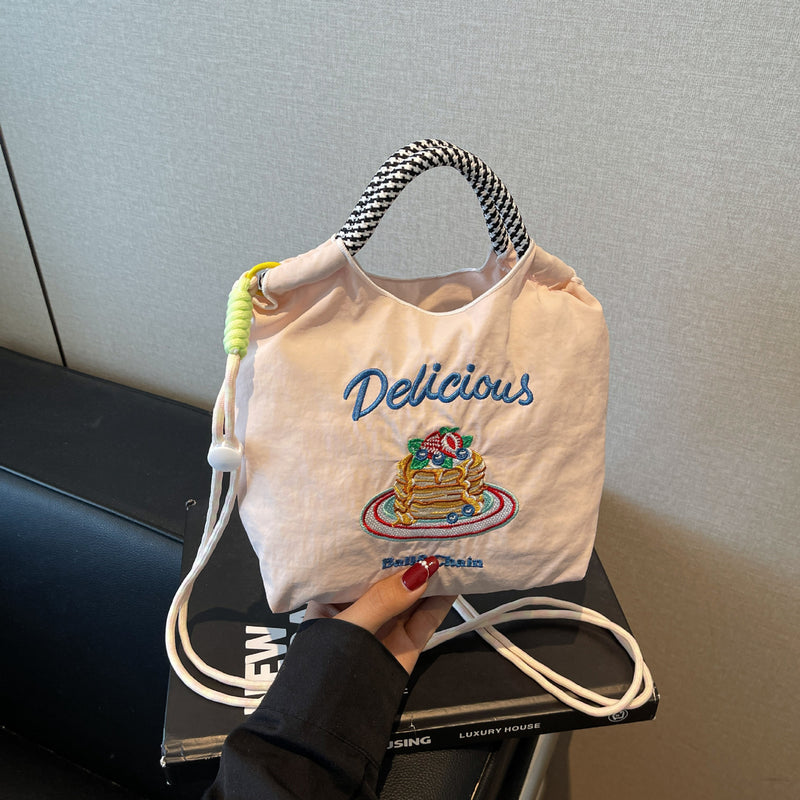 Ese Ball Chain Eco Shopping Tote Bag Cake Embroidered Nylon Messenger Bag