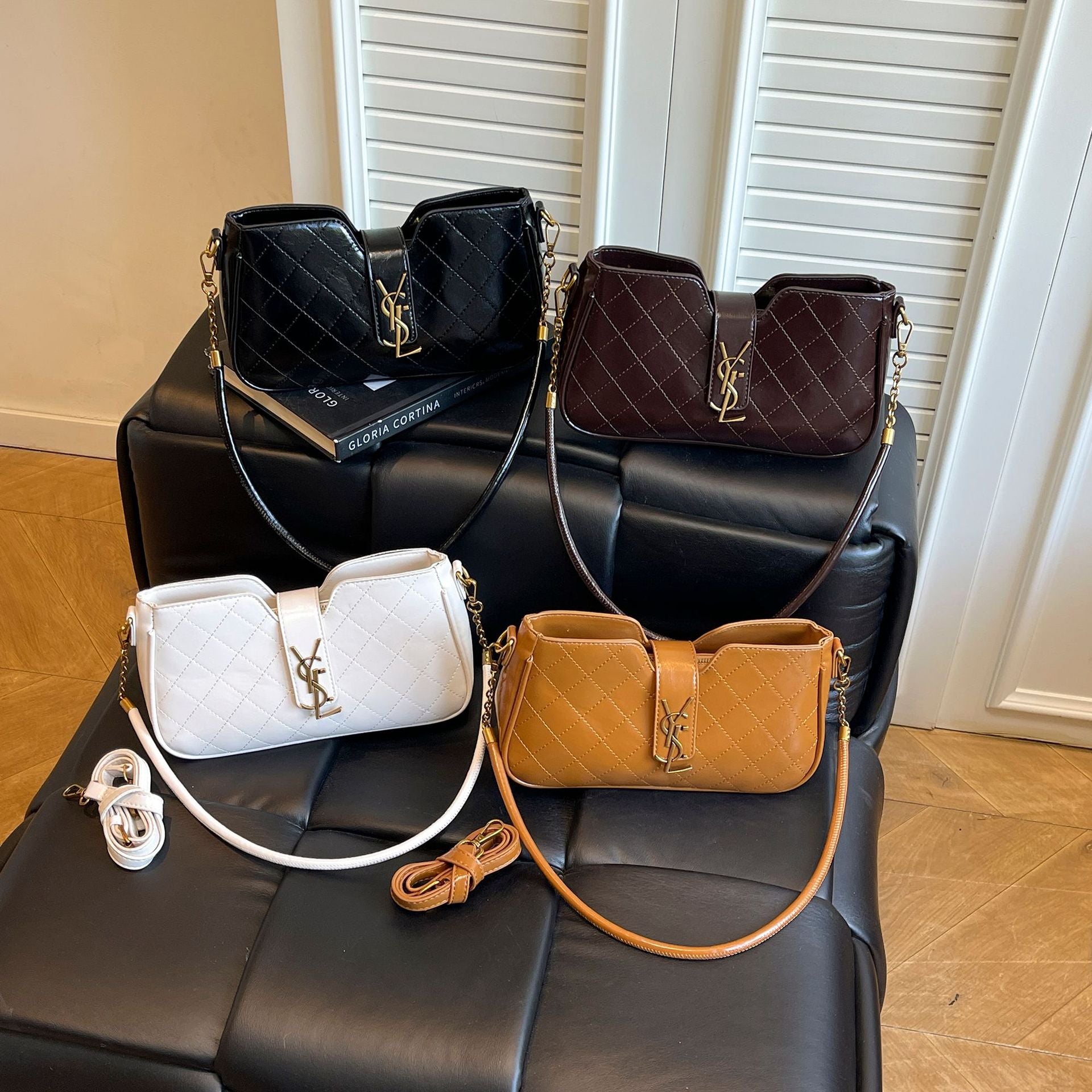 Light Luxury Embroidered Rhombus Chain Crossbody Shoulder Bag