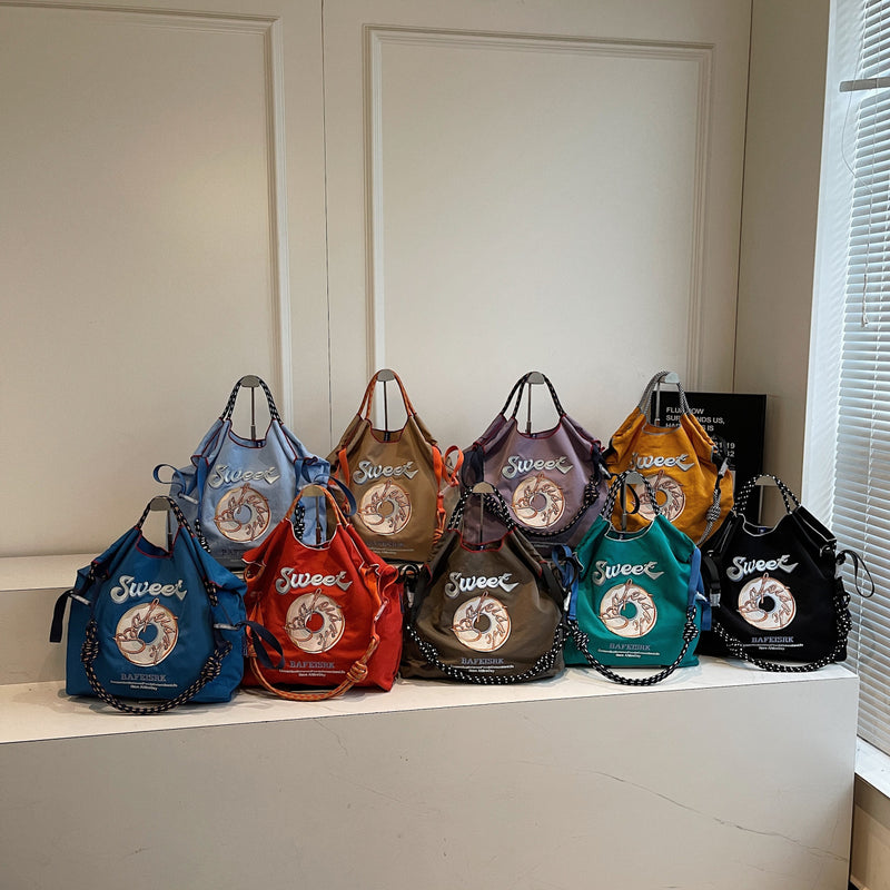 Ese Ball Chain Donut Embroidery Eco Shopping Bag Tote