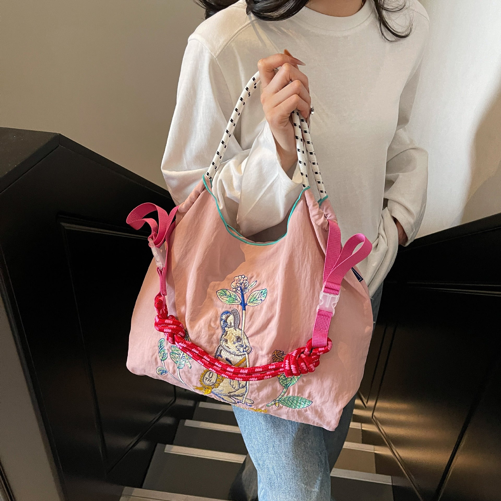 Nylon Ball Chain Shoulder Bag Large Capacity Fashion Messenger Bag