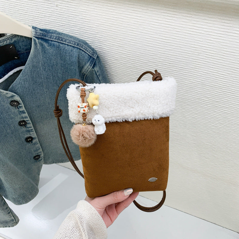 Suede Fresh Sweet Plush Messenger Bag
