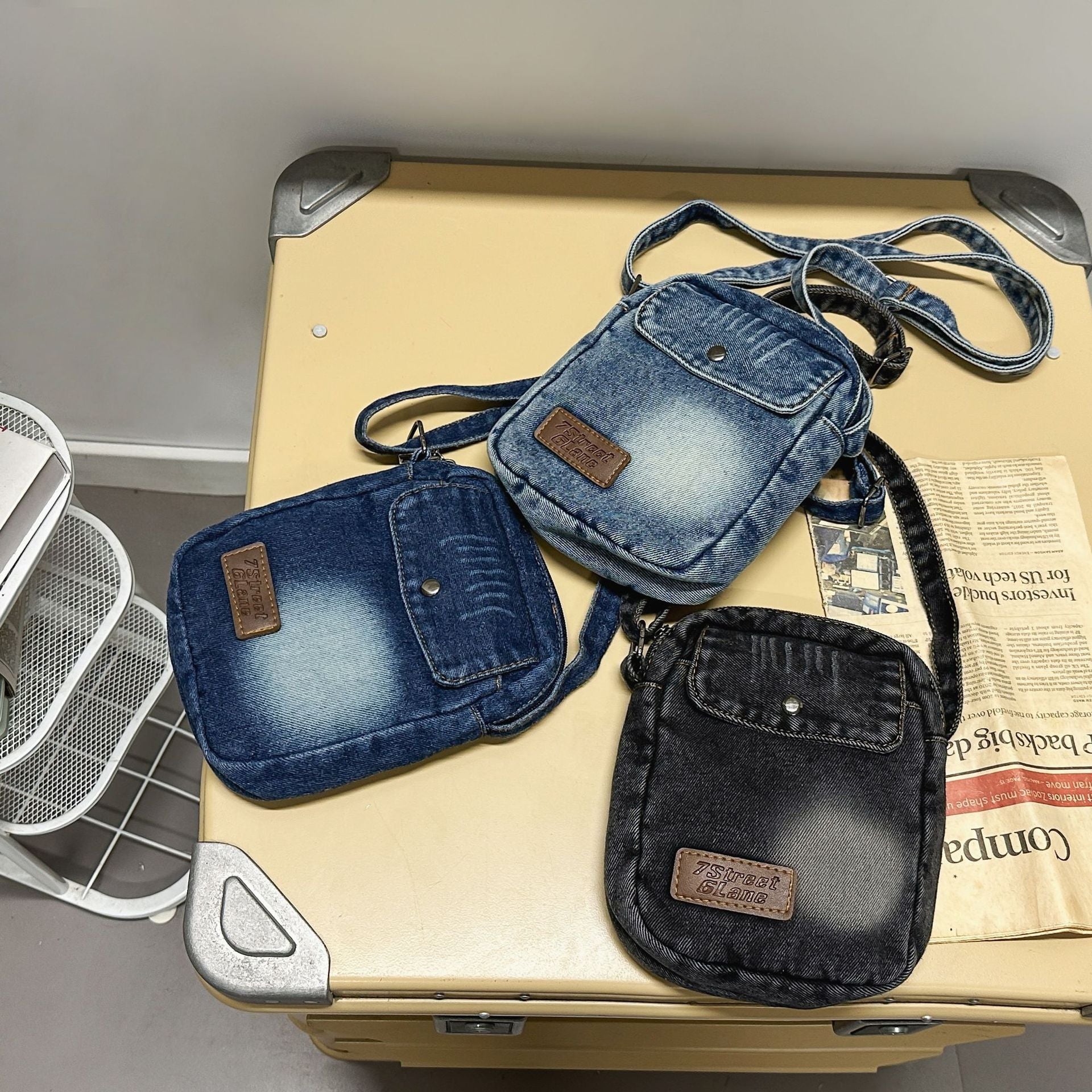 Simple Denim Square Shoulder Bag for College Students