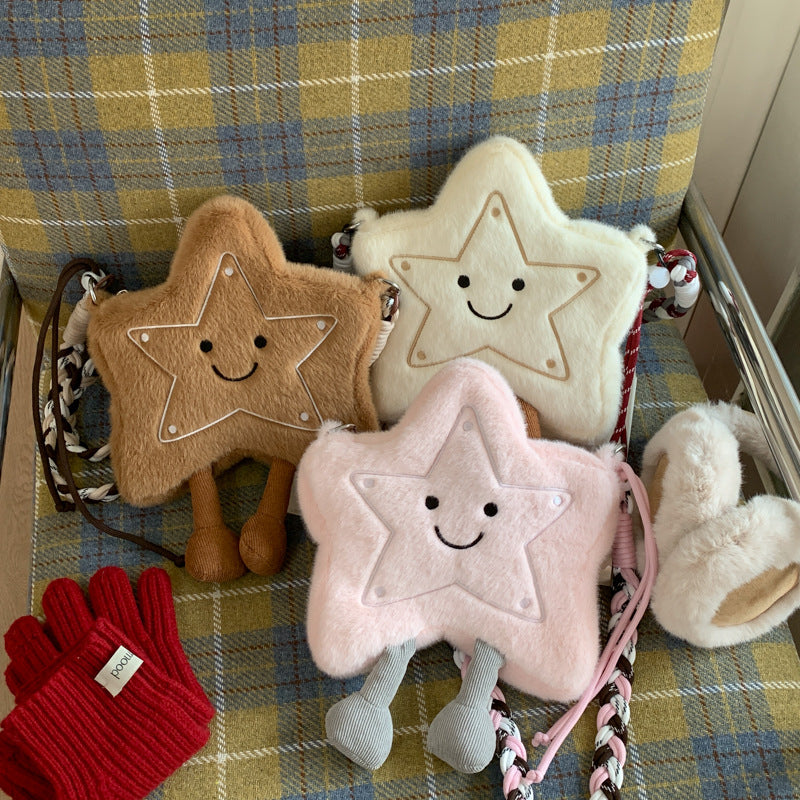 Personalized Christmas Lucky Star Plush Shoulder Bag Cute Cartoon Fashion Messenger Bag Fresh And Sweet Handbag