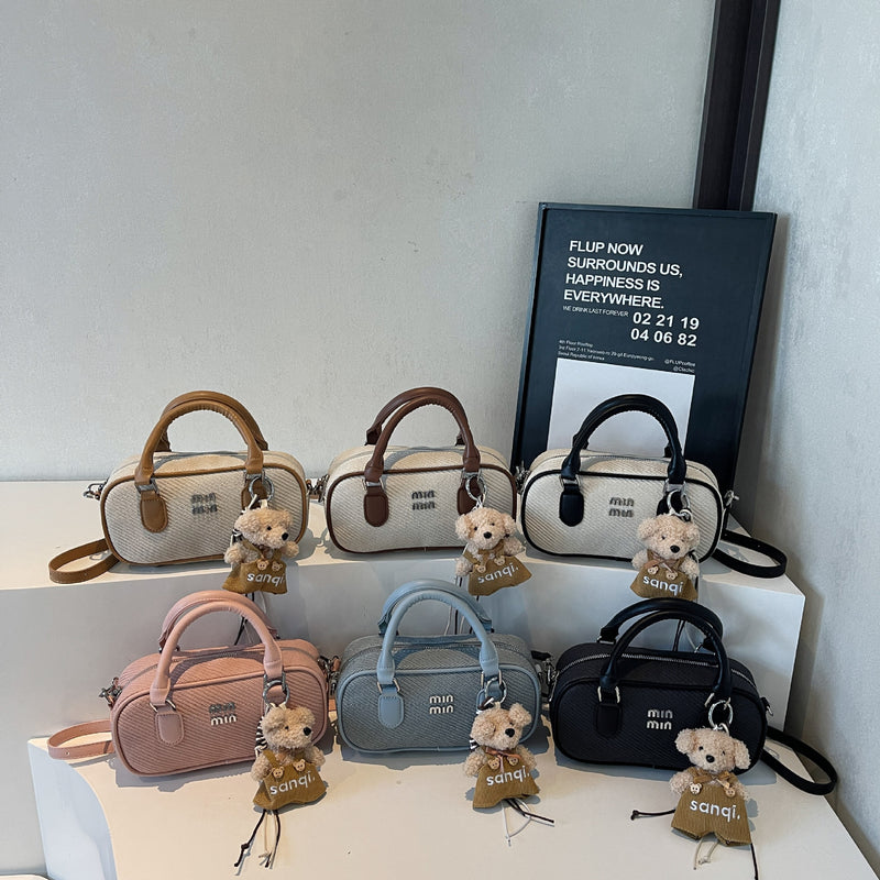 Premium Women's Bowling Bag Trendy Contrast Color Shoulder Bag