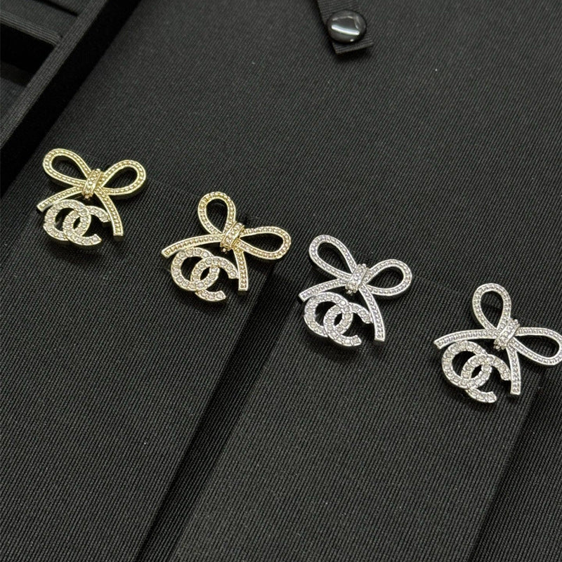 Luxury Rhinestone 925 Silver C Letter Stud Earrings for Women