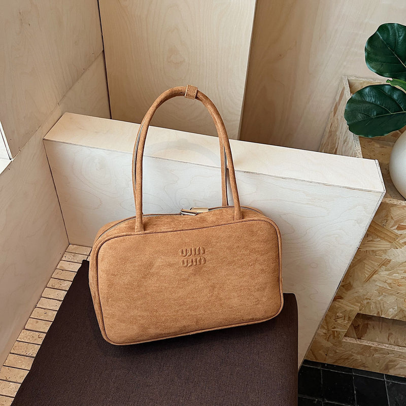 Vintage Suede Miu Shoulder Bag Women's Niche Pillow Handbag