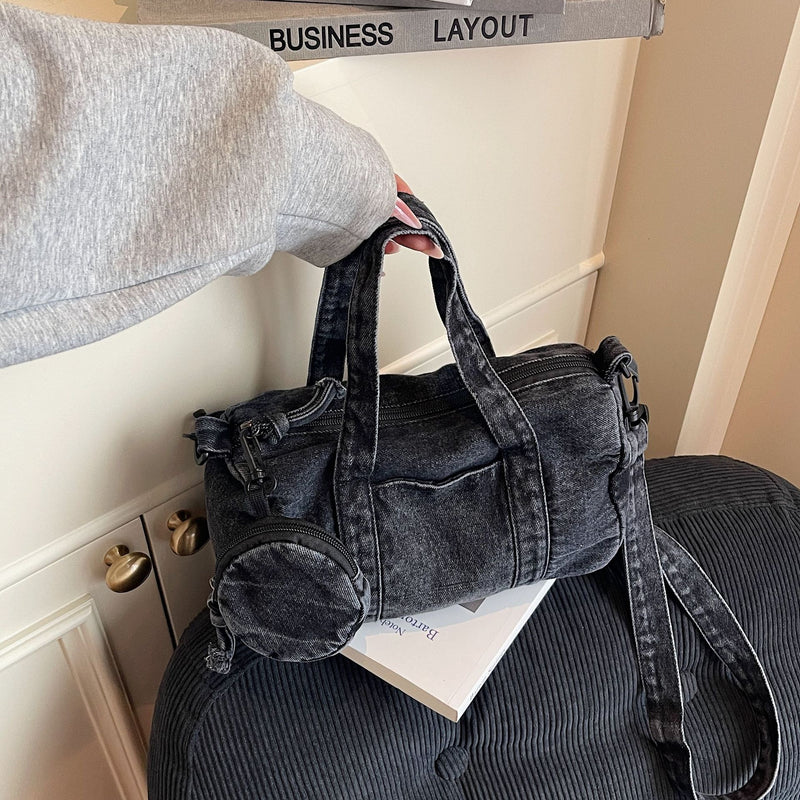Retro Denim Messenger Bag for Women - Large Capacity Casual Shoulder Bag