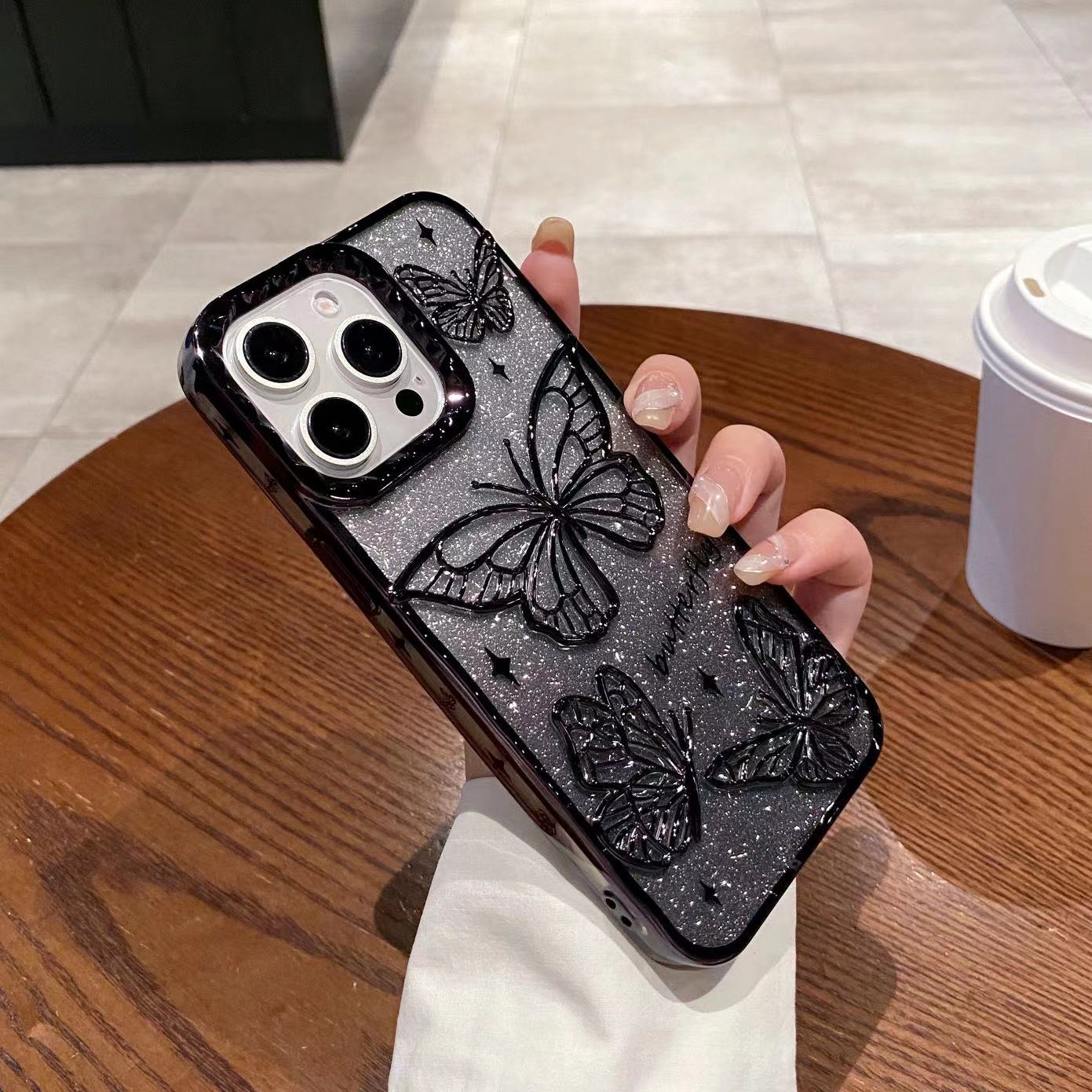 Butterfly Gradient Glitter Electroplating Case for iPhone 17