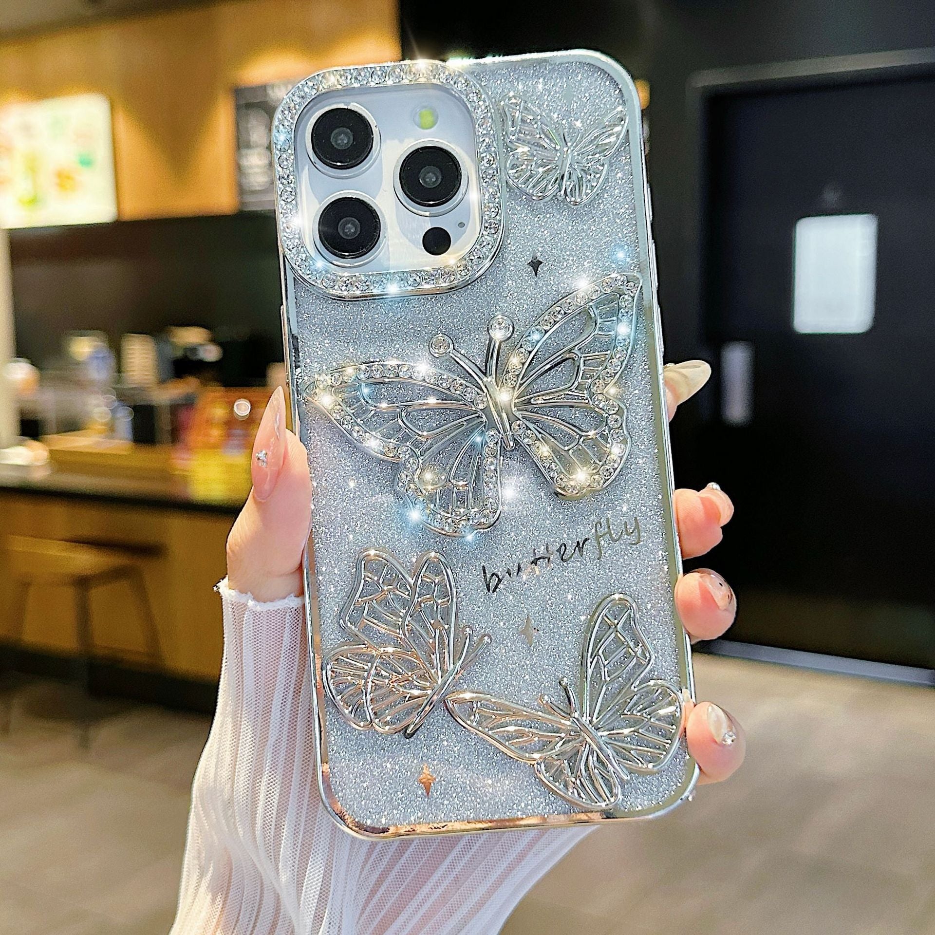 Three-Dimensional Butterfly Glitter Phone Case iPhone 16 17