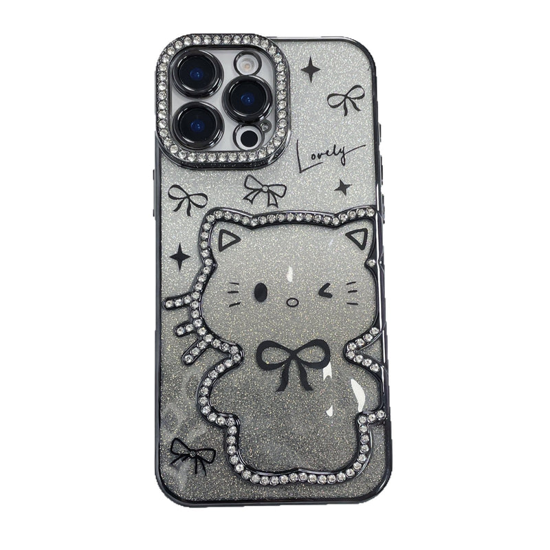 Cartoon Glitter Bow Drill Phone Case for iPhone